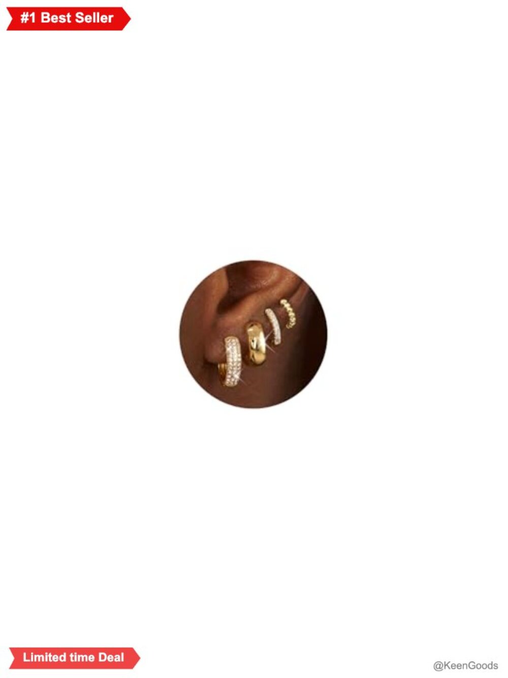 14K Gold Plated Hoop Earrings Set 4 Pairs Hypoallergenic